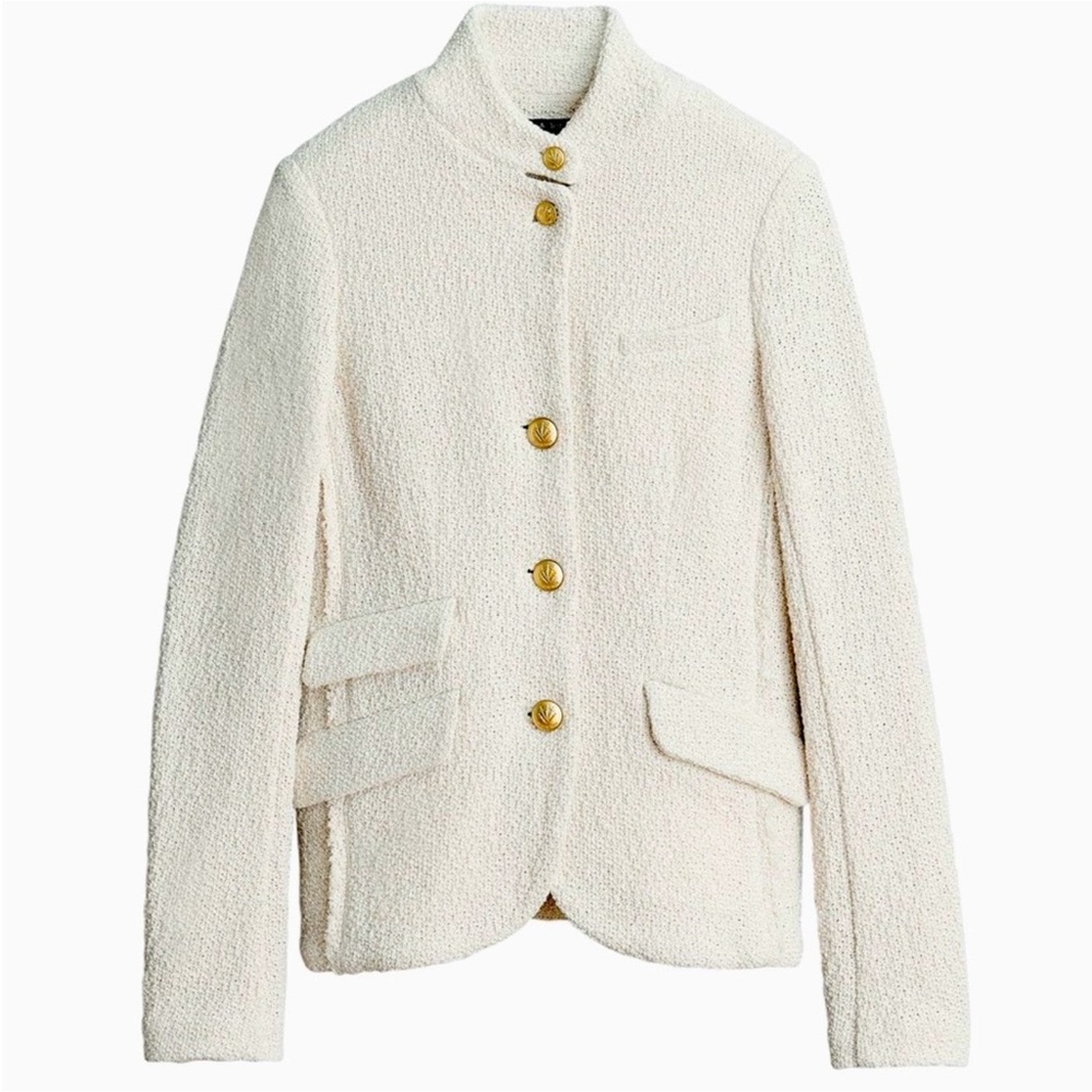 NWT $595 Rag & Bone Ecru Slade Textured Blazer with Gold Buttons - Picture 2 of 11